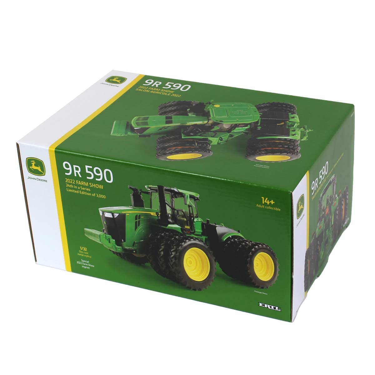 TOMY 1/32 John Deere 9R 590 4WD w/Front & Rear Triples, 2022 Farm Show Edition Prestige Collection 45833