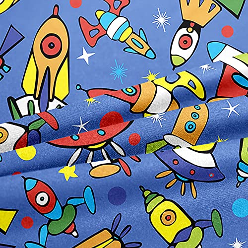 JIJIWANG California King Space Duvet Cover Cotton Kids Rocket Space Duvet Cover Star Spaceship Print 2 Pillowshames Comforter Cover Zipper Closure