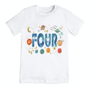 space four birthday shirt birthday boy shirt astronaut 4th birthday party reaching 4 the moon birthday outfit rocket 4th birthday shirt (5 toddler)