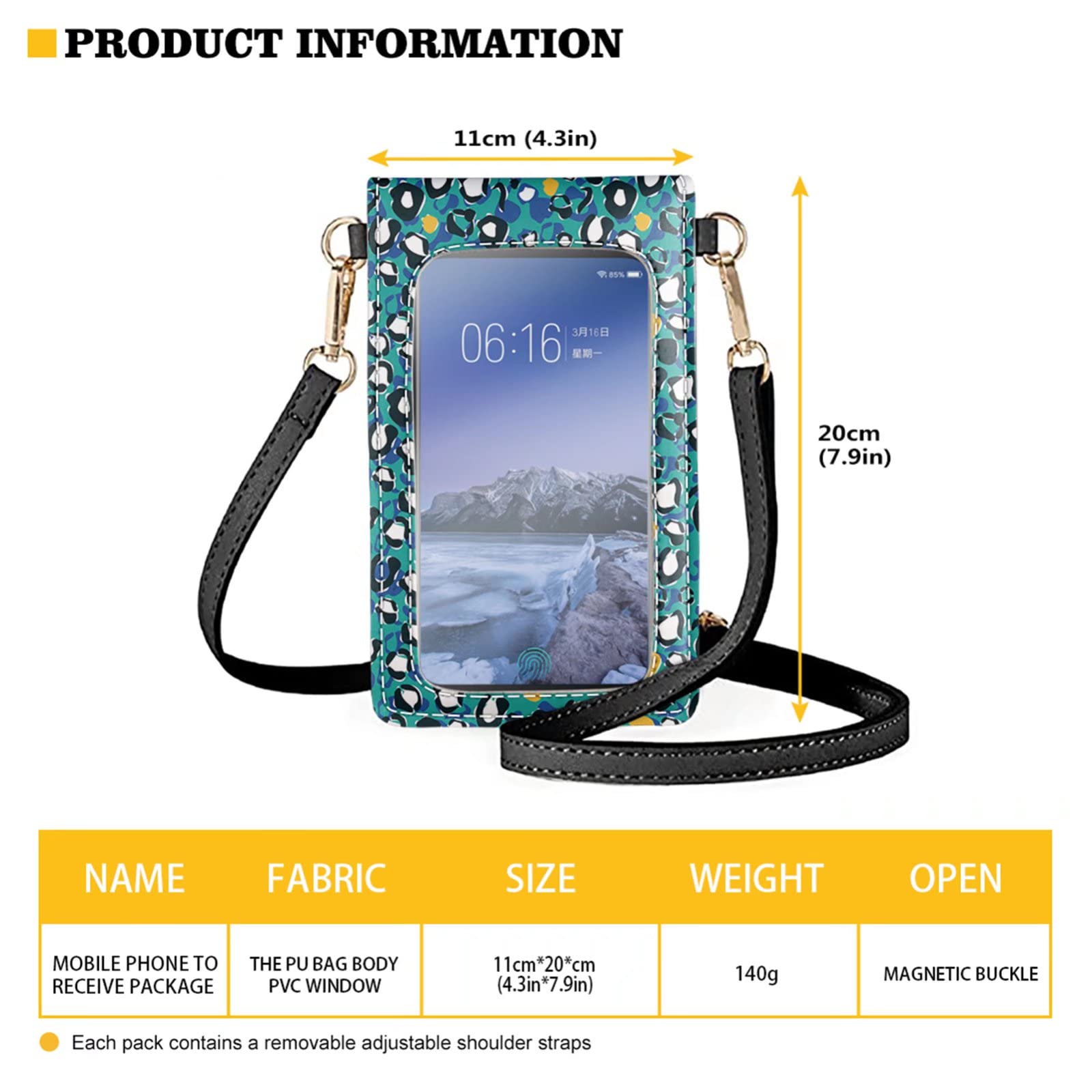 Forchrinse Colorful Leopard Women’s Fashion Small Crossbody Bag Cell Phone Purse Touch Screen Phone Bag Pu Leather Shoulder Bag