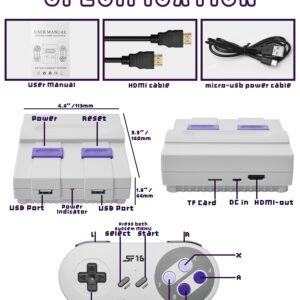 Upgrade Retro Mini Game Console, Preloaded 1700+ 8 & 16 Bit Classic Video Games(No Repeat), HDMI TV Output, 4GB TF Card Rom Copy, 2 Cable Less Controllers, Gift of Childhood Memories