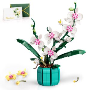 jojo&peach orchid bonsai building set, botanical collection, artificial flowers for the home or office, gifts for mother's day, anniversary, birthday (811 pieces)