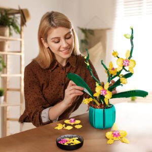 JOJO&Peach Orchid Bonsai Building Set, Botanical Collection, Artificial Flowers for The Home or Office, Gifts for Mother's Day, Anniversary, Birthday (811 Pieces)