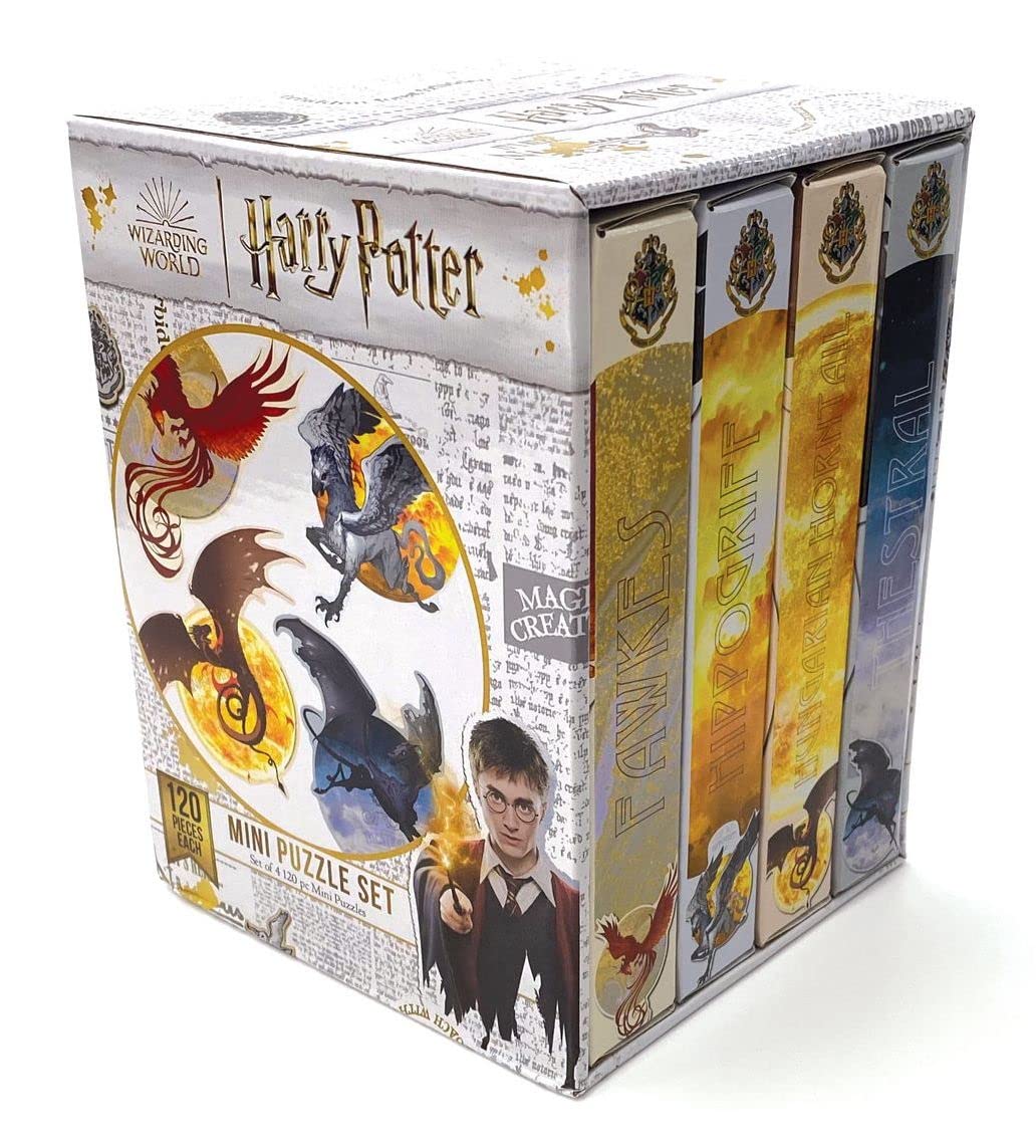 Paper House Productions Harry Potter Set of Four 120-piece Mini Puzzles in Storage Box - Magical Beasts