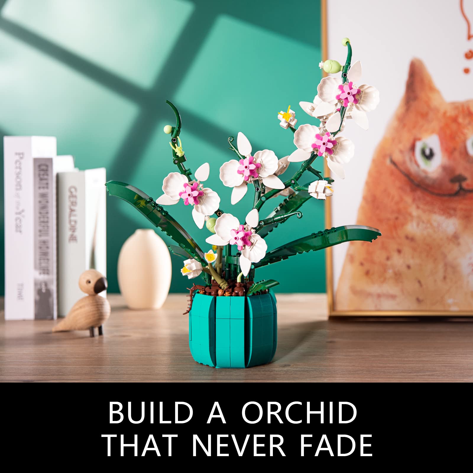 JOJO&Peach Orchid Bonsai Building Set, Botanical Collection, Artificial Flowers for The Home or Office, Gifts for Mother's Day, Anniversary, Birthday (811 Pieces)