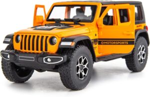 wakakac compatible for 1/32 wrangler alloy diecast pull back model car collectible gift with light and sound toy vehicle for kids boys girls toddler christmas birthday gift orange