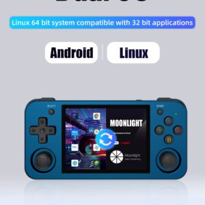 RG353M Handheld Game Console , Aluminum Alloy CNC Process Dual OS Android 11 + Linux System Support 5G WiFi 4.2 Bluetooth Built-in 64G SD Card 4452 Games(Blue)