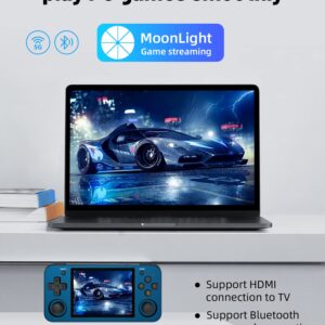 RG353M Handheld Game Console , Aluminum Alloy CNC Process Dual OS Android 11 + Linux System Support 5G WiFi 4.2 Bluetooth Built-in 64G SD Card 4452 Games(Blue)