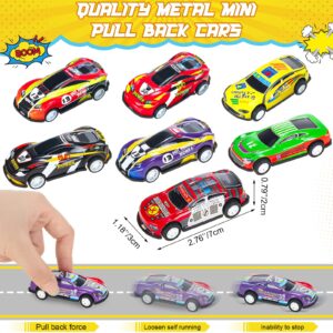 Vinsot 100 Pcs Pull Back Cars Metal Small Friction Cars Mini Die Cast Race Cars Set Fun Piñata Goodie Bag Stuffers Party Favor, Age Over 3