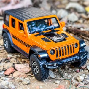 WAKAKAC Compatible for 1/32 Wrangler Alloy Diecast Pull Back Model Car Collectible Gift with Light and Sound Toy Vehicle for Kids Boys Girls Toddler Christmas Birthday Gift Orange