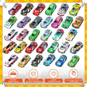 Vinsot 100 Pcs Pull Back Cars Metal Small Friction Cars Mini Die Cast Race Cars Set Fun Piñata Goodie Bag Stuffers Party Favor, Age Over 3