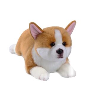 CU-MATE 16" Welsh Corgi Pembroke Stuffed Dog Animal Simulation-Realistic & Lifelike Soft Handmade Lying Dog Plush Toy Puppy -Present Gift for Boys and Girls