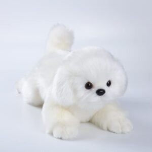 cu-mate maltese stuffed animal simulation dog -realistic & lifelike soft handmade lying dog plush toy puppy -present gift for boys and girls