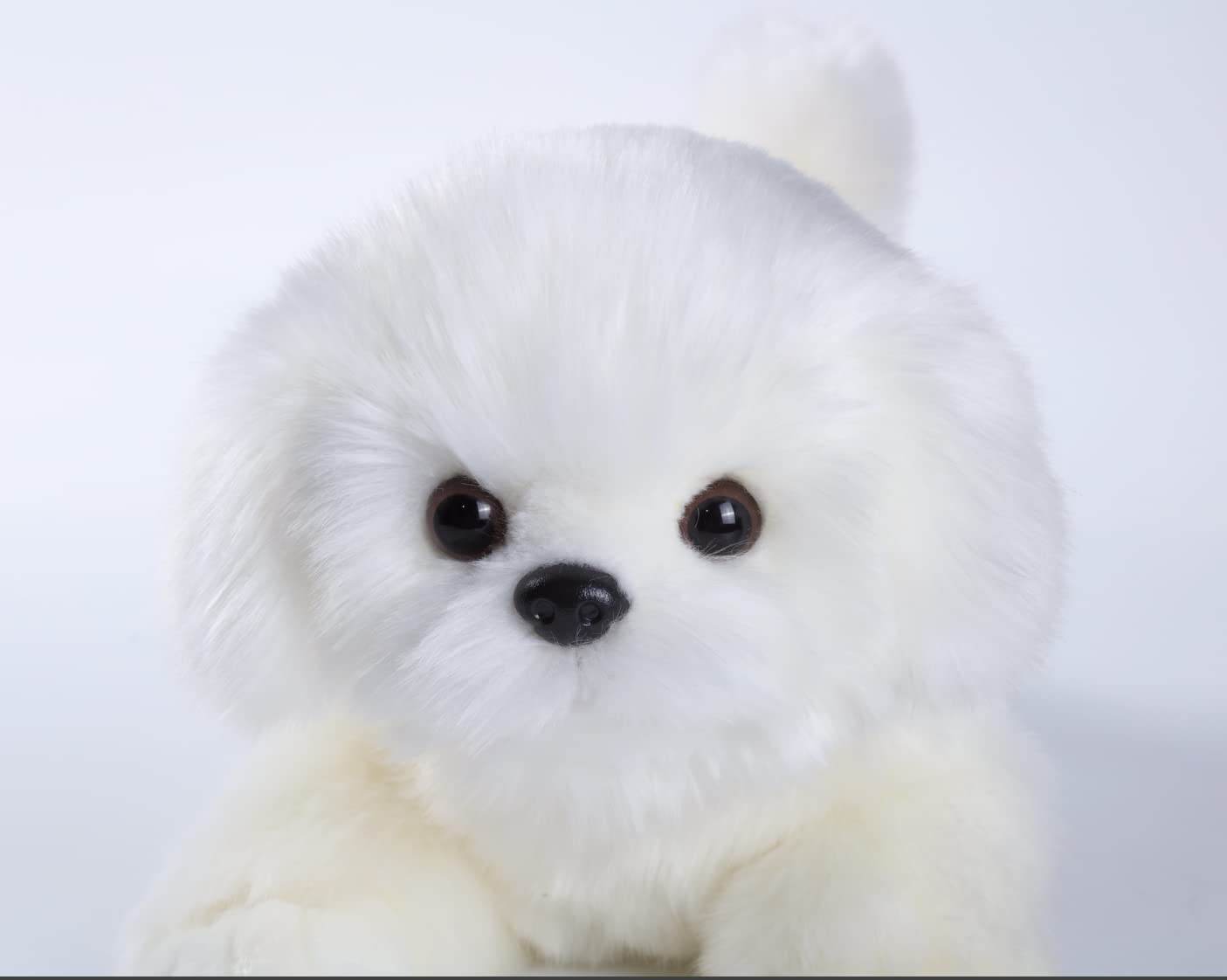 CU-MATE Maltese Stuffed Animal Simulation Dog -Realistic & Lifelike Soft Handmade Lying Dog Plush Toy Puppy -Present Gift for Boys and Girls