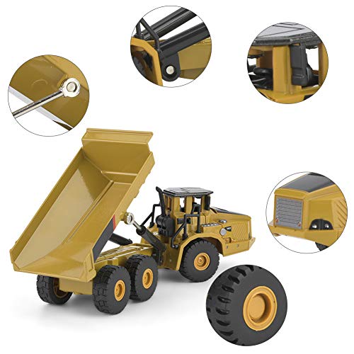 Jeanoko Engineering Dump Truck Toy, Dump Truck Model High Simulation Alloy Educational 1:50 for Kids for Car Vehicle Toy