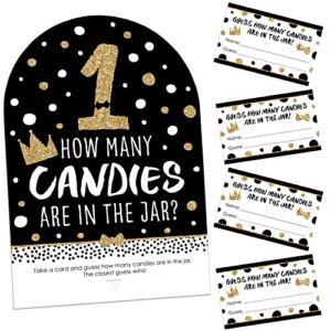 big dot of happiness 1st birthday little mr. onederful - how many candies boy first birthday party game - 1 stand and 40 cards - candy guessing game