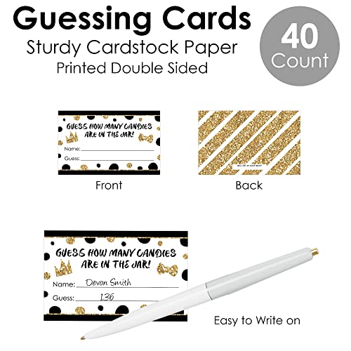 Big Dot of Happiness 1st Birthday Little Mr. Onederful - How Many Candies Boy First Birthday Party Game - 1 Stand and 40 Cards - Candy Guessing Game