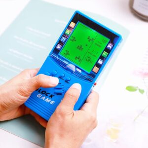 HLF New Large Screen Brick Game Console Green Backlight Built-in 23 Multi-Mode Block Games Classic Nostalgia Puzzle Speed and Difficulty can be Adjusted Suitable as a Gift for Kids (Blue)