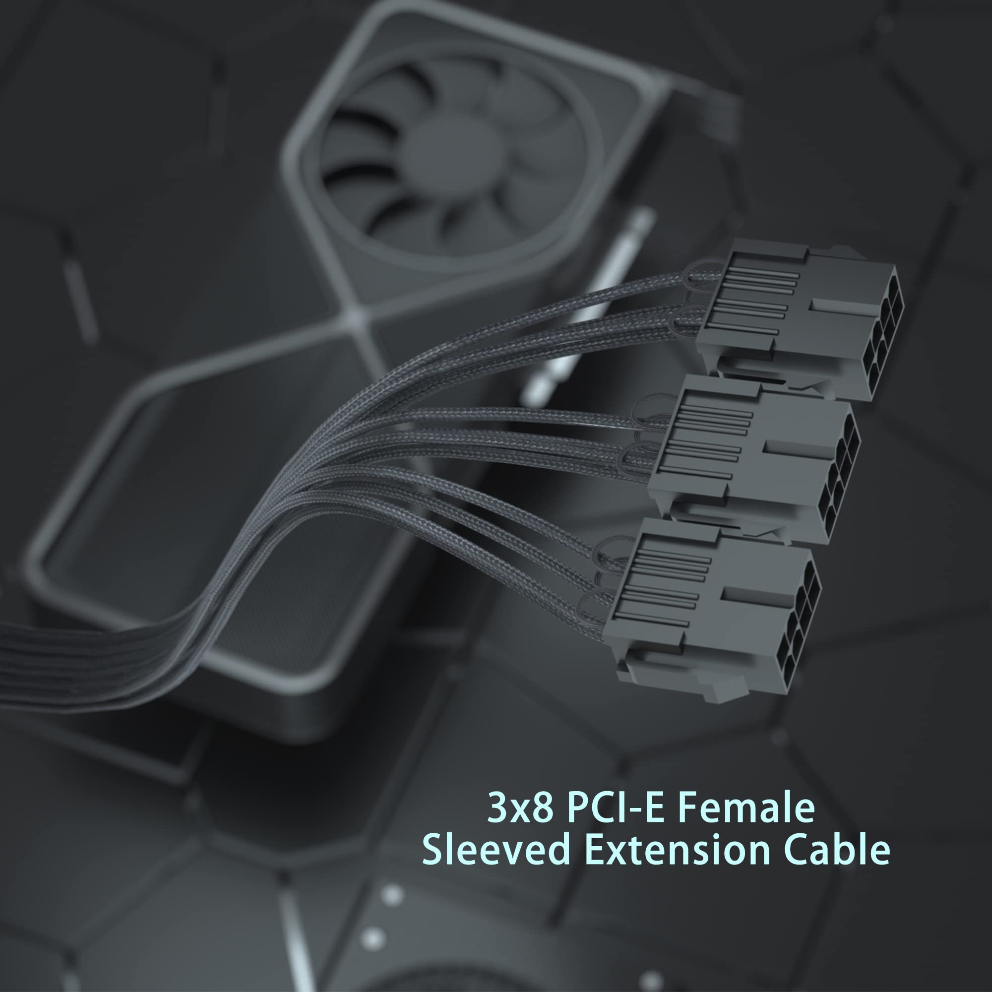 Formulamod PCI-e 5.0 16-Pin (12+4) to 3x8 PCI-E Sleeved Extension Cable, 12VHPWR 16AWG PSU Extension Cable for GPU 3090Ti & RTX 4080 4090