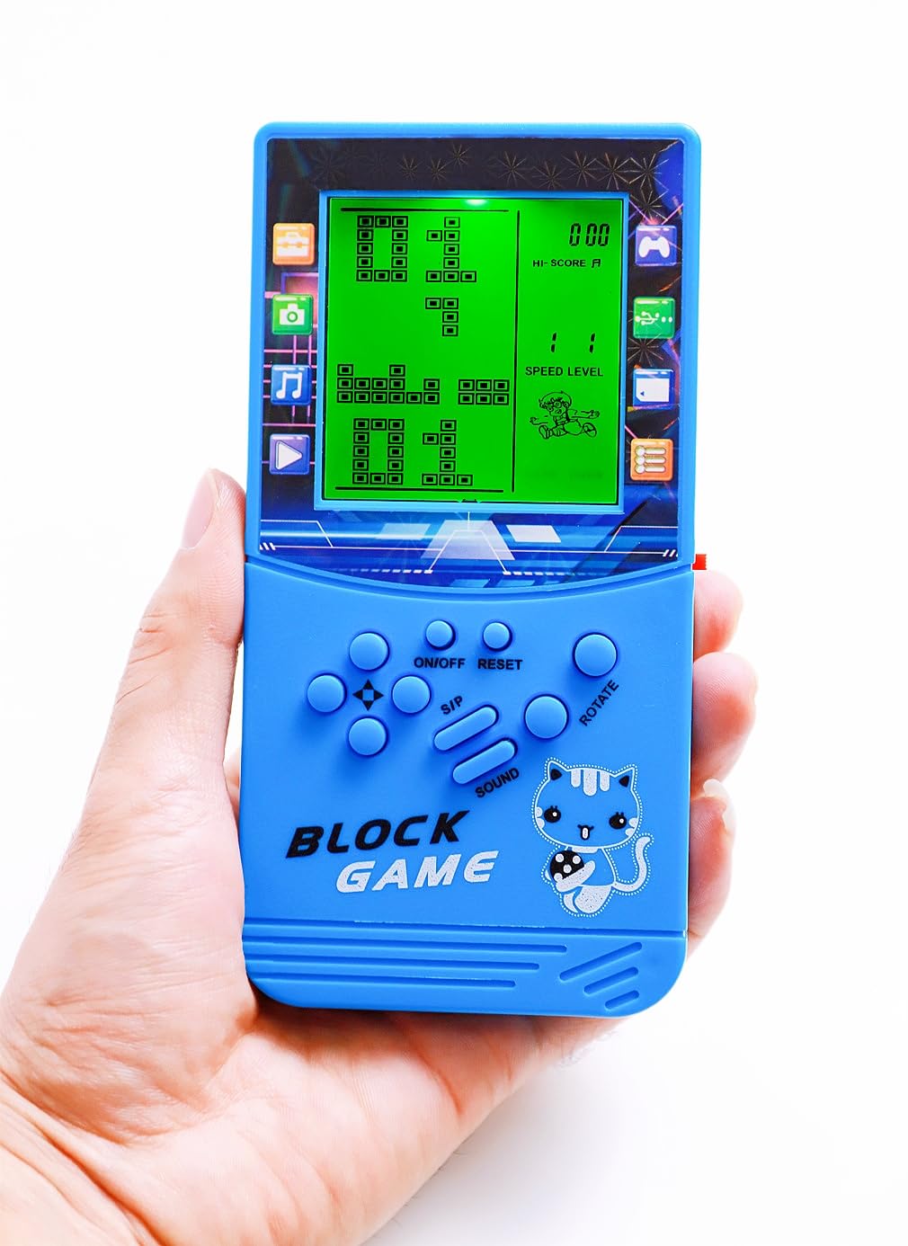 HLF New Large Screen Brick Game Console Green Backlight Built-in 23 Multi-Mode Block Games Classic Nostalgia Puzzle Speed and Difficulty can be Adjusted Suitable as a Gift for Kids (Blue)