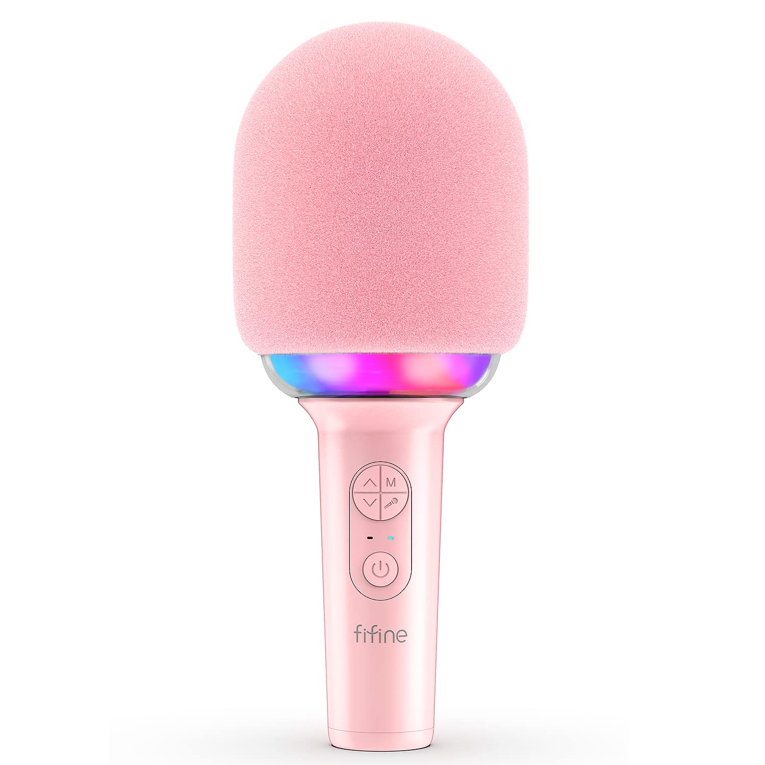 FIFINE Karaoke Microphone Bluetooth Wireless Mic Speaker, Singing Handheld Portable Microphone, Mic for Kids Adults Boys Girls, Mic with RGB for Birthday Party Home KTV-AmpliSing E2 Pink