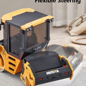 Gemini&Genius Double-Drum Road Roller Toy Construction Vehicle Toy 1/50 Scale Die-cast Grader Engineering Road Planer Vehicle, Asphalt Drum Compactor Alloy Model Toys and Collections for Kids