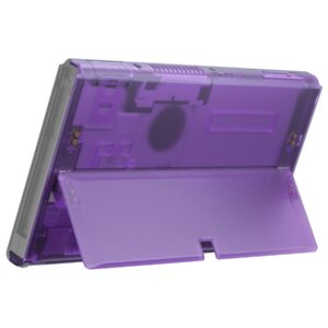 eXtremeRate Clear Atomic Purple Console Back Plate DIY Replacement Housing Shell Case with Kickstand for Nintendo Switch OLED – Covnsole and Joycon NOT Included