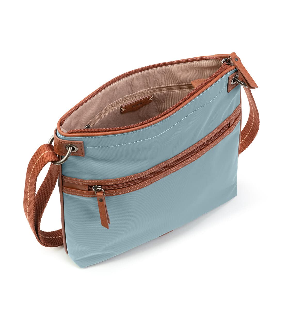 The Sak Esperato Flat Crossbody in Recycled Nylon, Denim