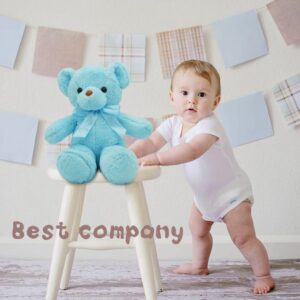 VYUSIT Teddy Bear Stuffed Animals, 13.4 inch Soft Cuddly Stuffed Plush Teddy Bear Blue Cute Plush Toys for Birthday Christmas New Year Valentine’s Day Wedding Party