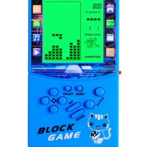 HLF New Large Screen Brick Game Console Green Backlight Built-in 23 Multi-Mode Block Games Classic Nostalgia Puzzle Speed and Difficulty can be Adjusted Suitable as a Gift for Kids (Blue)