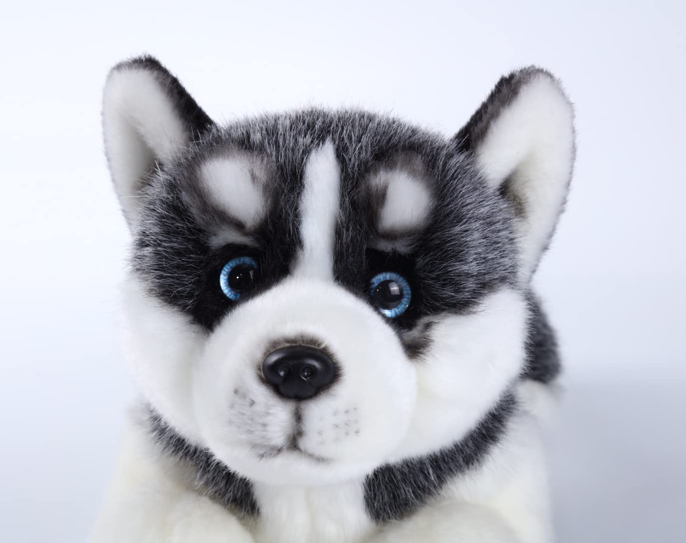 CU-MATE 15.7'' Siberian Husky Stuffed Dog Animal Simulation-Realistic & Lifelike Soft Handmade Lying Dog Plush Toy Puppy -Present Gift for Boys and Girls