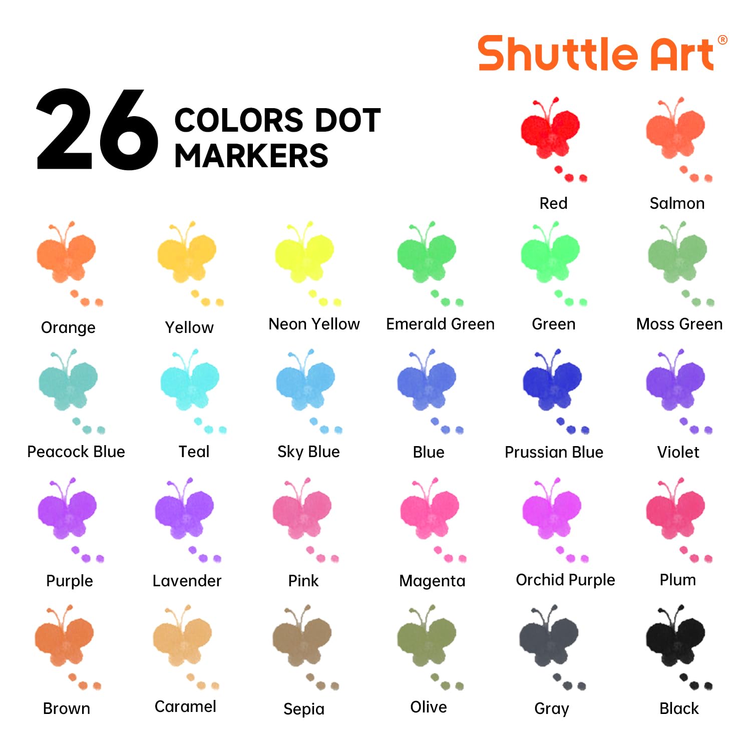 Shuttle Art Washable Dot Markers 26 Colors with Free Activity Book, Fun Art Supplies for Kids Toddlers and Preschoolers, Non Toxic Water-Based Paint Daubers, Dot Art Markers