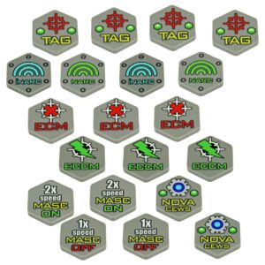 litko mecha electronic warfare tokens | full color tokens | compatible with battletech, battleforce, alpha strike (electronic warfare token set)