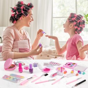 HOLYBELLE Kids Pretend Play Makeup Kit for Girl Toys,Washable Girls Makeup Kit for Kids with Unicorn Bag,Make Up Kit for Toddler Princess Christmas Birthday Gifts for Girls Age 3 4 5 6 7 8 9 10 11 12