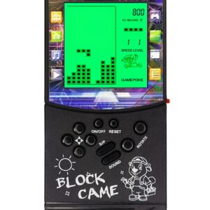 HLF New Large Screen Brick Game Console Green Backlight Built-in 23 Multi-Mode Block Games Classic Nostalgia Puzzle Speed and Difficulty can be Adjusted Suitable as a Gift for Kids (Black)