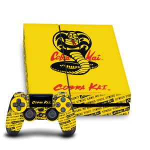 Head Case Designs Officially Licensed Cobra Kai Logo Iconic Vinyl Sticker Gaming Skin Decal Cover Compatible With Sony PlayStation 4 PS4 Console and DualShock 4 Controller Bundle