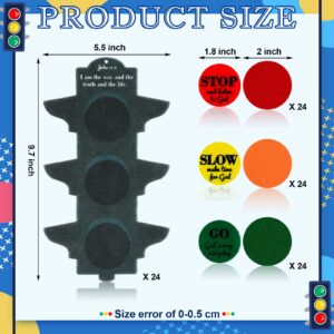 Eaasty 24 Sets Christian Traffic Light Kit Felt Bible Crafts Sunday School Crafts Educational Traffic Lamp for Kids Religious Scripture John 14:6 Crafts for Kids and Fun Classroom Party Activities