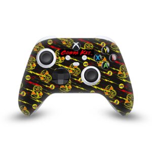 head case designs officially licensed cobra kai mixed logos iconic vinyl sticker gaming skin decal cover compatible with xbox series x/s controller