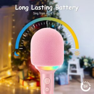 FIFINE Karaoke Microphone Bluetooth Wireless Mic Speaker, Singing Handheld Portable Microphone, Mic for Kids Adults Boys Girls, Mic with RGB for Birthday Party Home KTV-AmpliSing E2 Pink