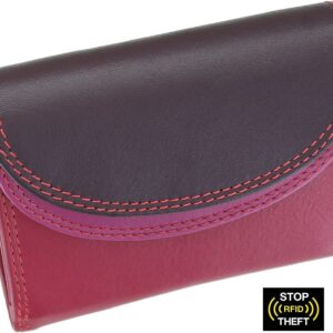 VISCONTI Rainbow Collection Small Leather Purse RFID and Tap and Go RB126 (Plum Multi)