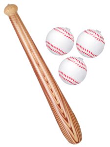 kacctyen 4 pieces inflatable baseball set, includes baseball bat and 3 baseball plastic bat inflatable baseball bat for kids and adults outdoor yard backyard garden playing (baseball)