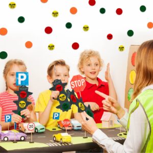 Eaasty 24 Sets Christian Traffic Light Kit Felt Bible Crafts Sunday School Crafts Educational Traffic Lamp for Kids Religious Scripture John 14:6 Crafts for Kids and Fun Classroom Party Activities