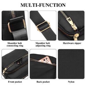 WITERY Nylon Crossbody Bags for Women - Waterproof Multi Pockets Travel Shoulder Bag Handbags, Lightweight Zipper Mini Purse Phone Bag Pouch with Adjustable Strap