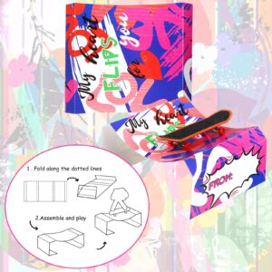 Zhanmai 28 Pcs Valentines Day Cards with 28 Pcs Collectible Fingerboards, Valentine Party Favor Greeting Card Mini Skateboards Novelty Toys and Amusements for School Classroom Exchange Prize Gift