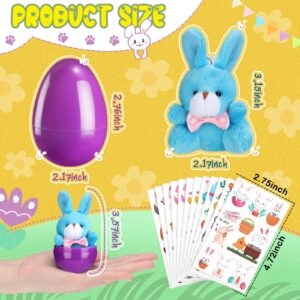 Hungdao 84 Set Filled Easter Eggs Bulk with Plush Bunny Easter Stickers Colorful Stuffed Plastic Easter Eggs with Toys Inside Easter Basket Fillers for Kids Toddlers Easter Party Favor Surprise Gifts