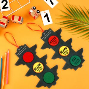 Eaasty 24 Sets Christian Traffic Light Kit Felt Bible Crafts Sunday School Crafts Educational Traffic Lamp for Kids Religious Scripture John 14:6 Crafts for Kids and Fun Classroom Party Activities