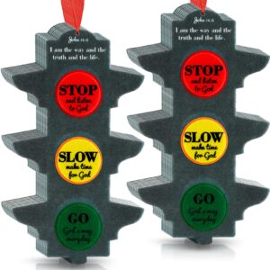 Eaasty 24 Sets Christian Traffic Light Kit Felt Bible Crafts Sunday School Crafts Educational Traffic Lamp for Kids Religious Scripture John 14:6 Crafts for Kids and Fun Classroom Party Activities