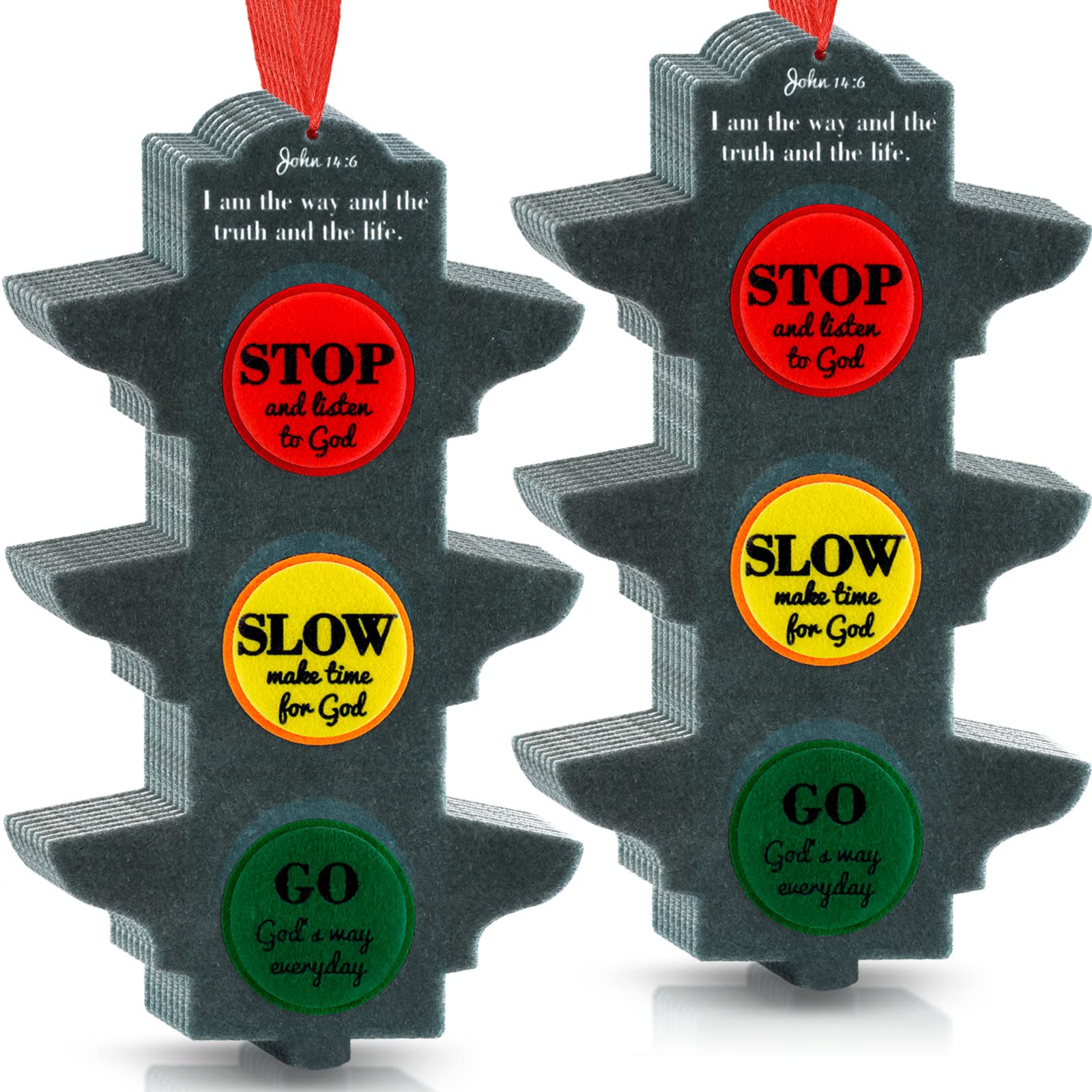 Eaasty 24 Sets Christian Traffic Light Kit Felt Bible Crafts Sunday School Crafts Educational Traffic Lamp for Kids Religious Scripture John 14:6 Crafts for Kids and Fun Classroom Party Activities