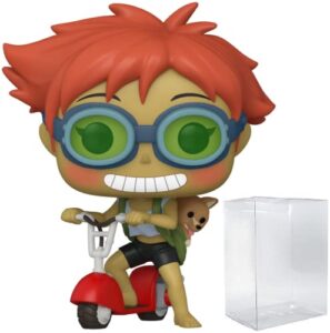 pop cowboy bebop - edward on scooter with ein [corgi] funko vinyl figure (bundled with compatible box protector case), multicolor, 3.75 inches