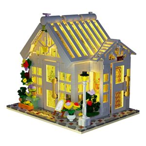 flower house architecture building set with led light,city flower store model kit,building blocks toy for 15+ age teen,adult (1593 pieces)